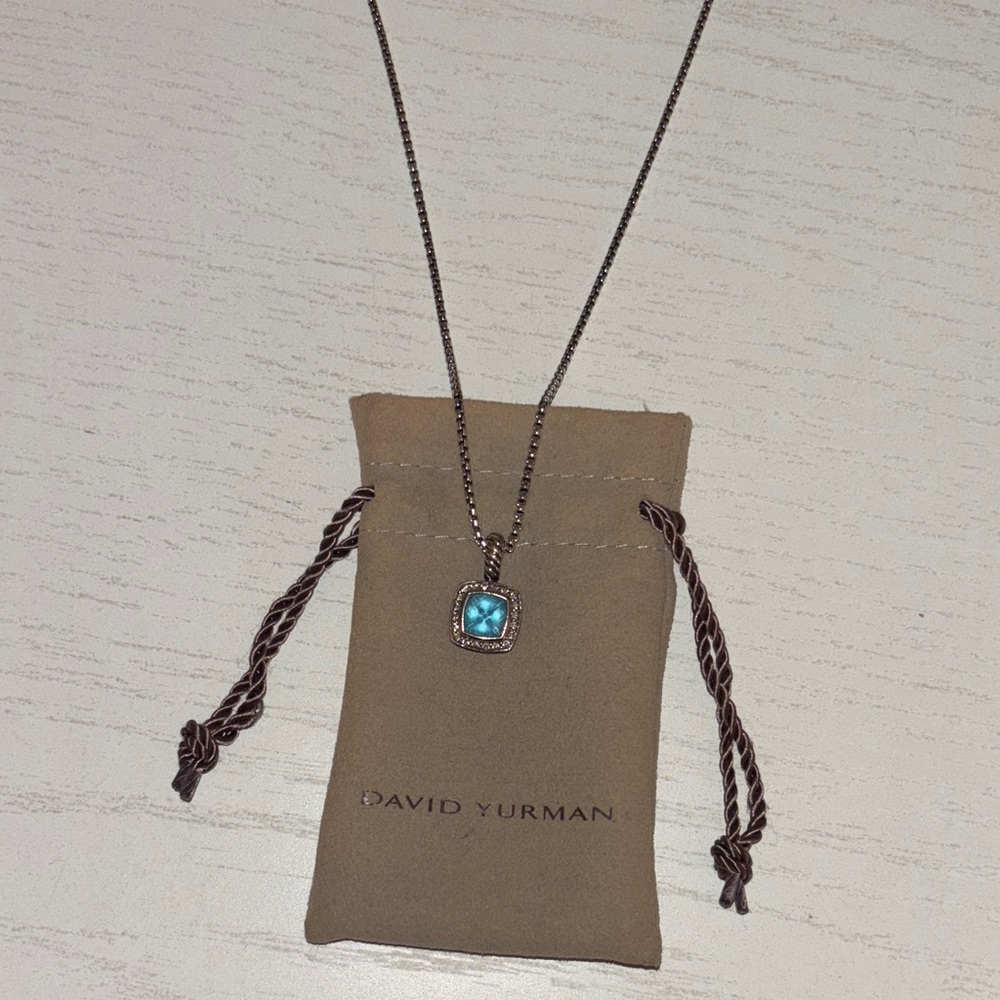 David Yurman Silver Necklace with Turquoise Pendant